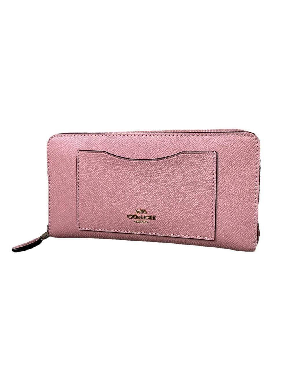 Coach Accordion Zipper Wallet Dusty Rose Pink Pebble Leather Gold Hardware